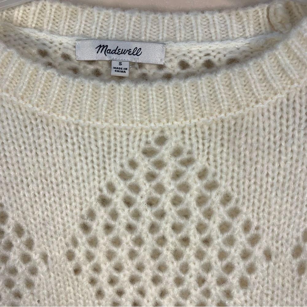 Madewell Diamond Stitch Crewneck Wool Blend Sweater - Picture 6 of 13